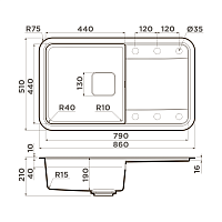 Omoikiri Tasogare 86-BL Кухонная мойка Artgranit 86x51 см, цвет: черный 4993469