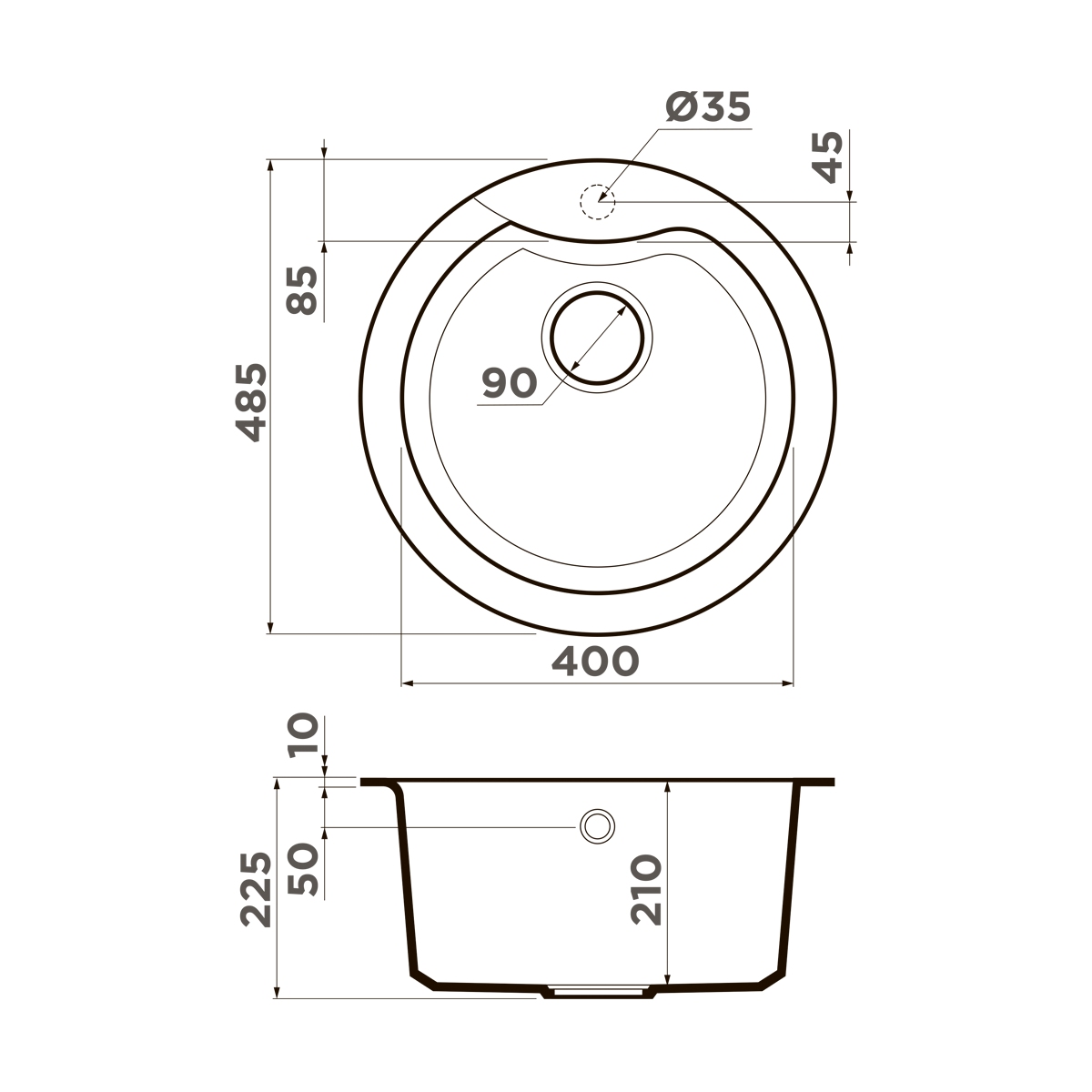 Omoikiri Yasugata 48R-GR Кухонная мойка Tetogranit 48,5x48,5 см, цвет: leningrad grey 4993547