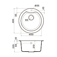Omoikiri Yasugata 48R-GR Кухонная мойка Tetogranit 48,5x48,5 см, цвет: leningrad grey 4993547