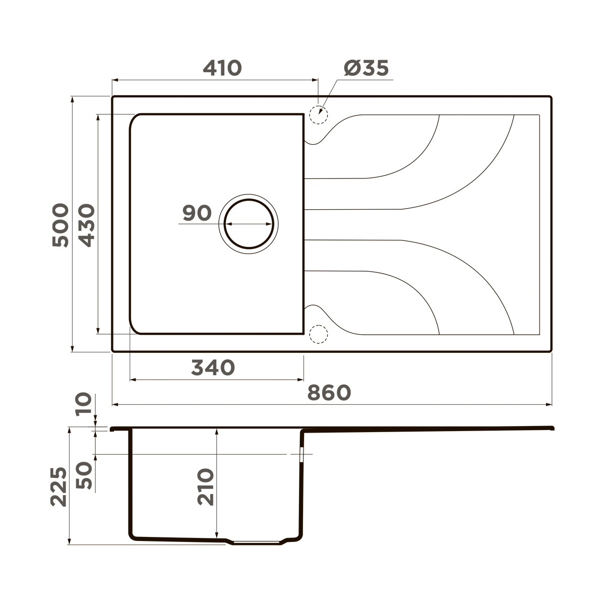 Omoikiri Yasugata 86-GR Кухонная мойка Tetogranit 86x50 см, цвет: leningrad grey 4993546