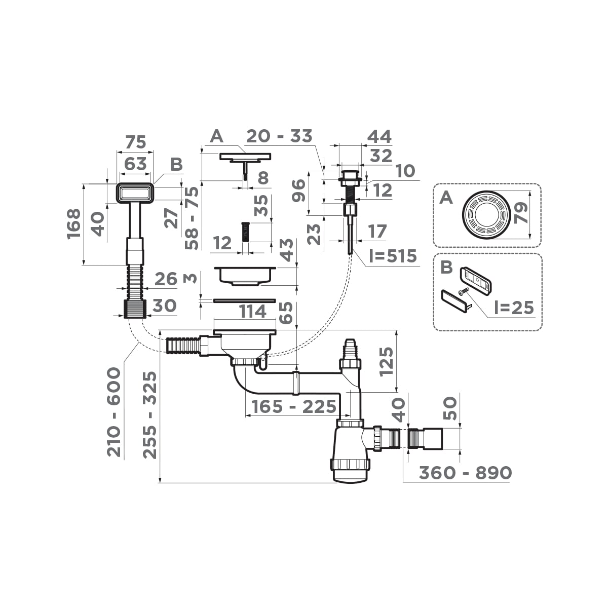Omoikiri WK-1-A-AB022 Арматура для одночашевых моек с прямоуг. переливом цвет: ант. латунь 4956471