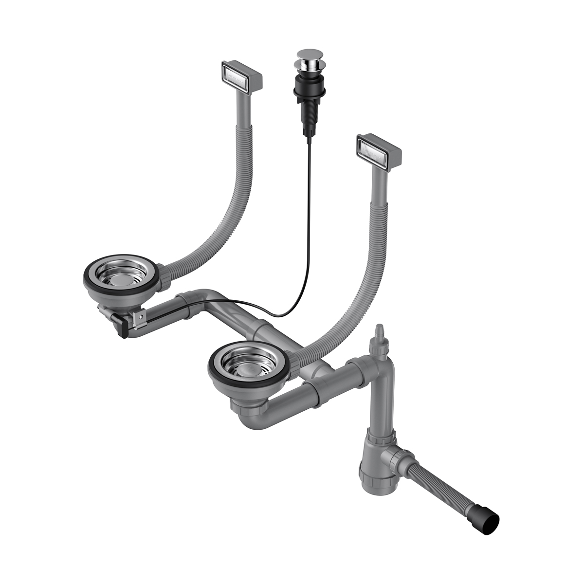 Omoikiri WK-2-A-IN Арматура для двухчашевых моек с прямоуг. переливами цвет: нерж. сталь 4956484