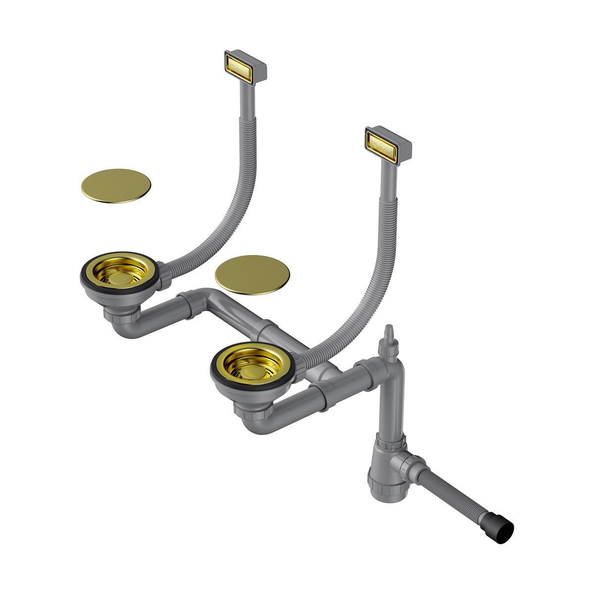 Omoikiri WK-2C-LG Арматура для двухчашевых моек с прямоуг. переливами цвет: светлое золото 4956497