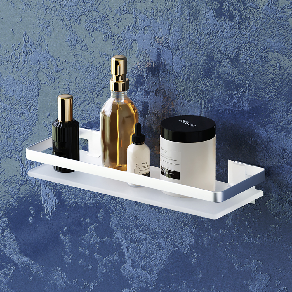 Am.Pm Sense L Полка стеклянная 32x13 см, подвесная, стекло матовое, цвет: серебро A7455100