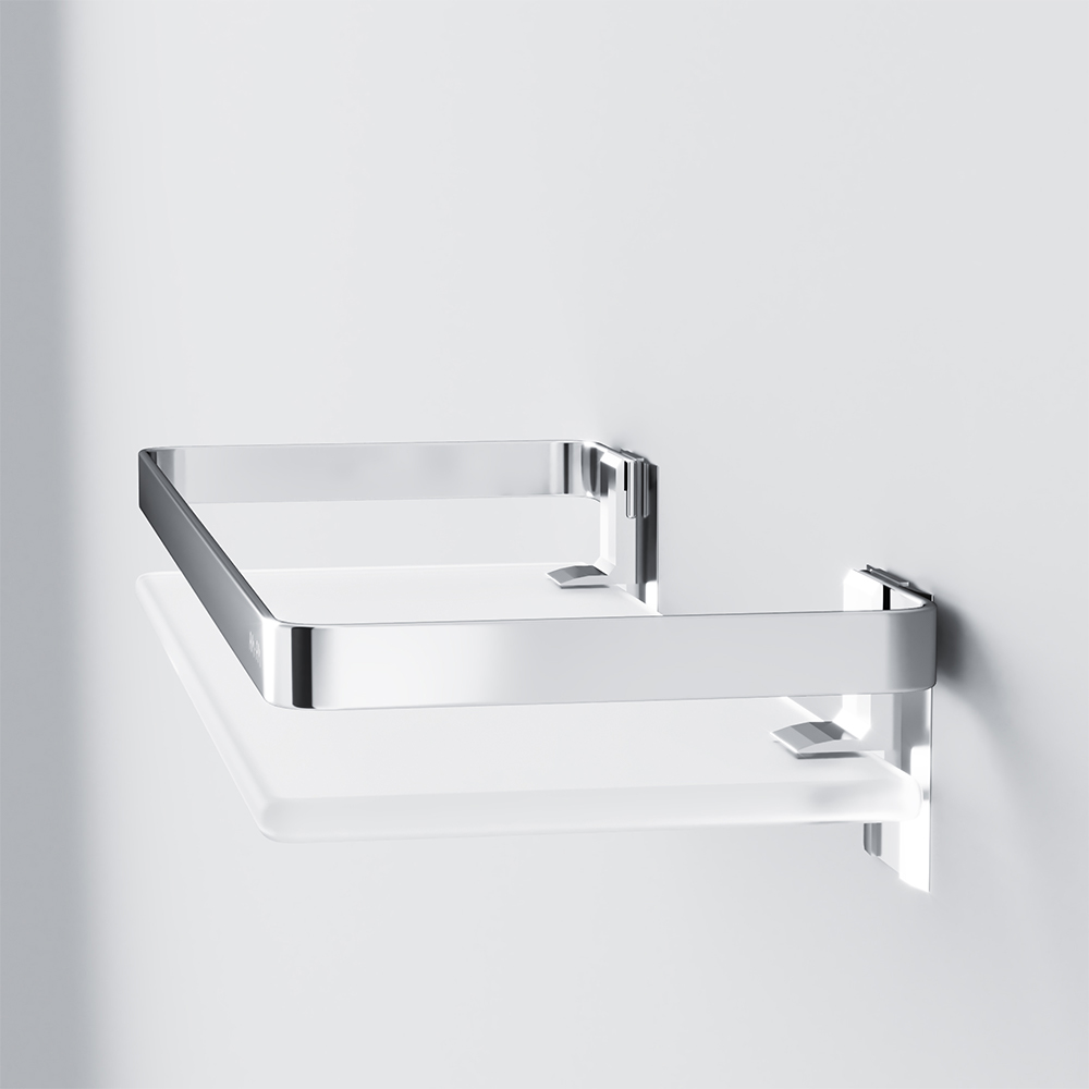 Am.Pm Sense L Полка стеклянная 32x13 см, подвесная, стекло матовое, цвет: серебро A7455100