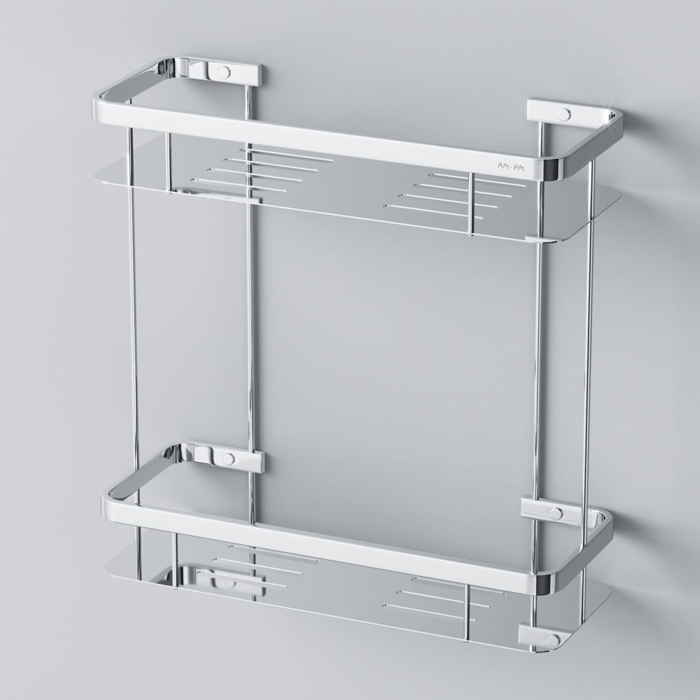 Am.Pm Sense L Полка подвесная 34,5 см, двухъярусная, цвет: хром глянцевый A7453200