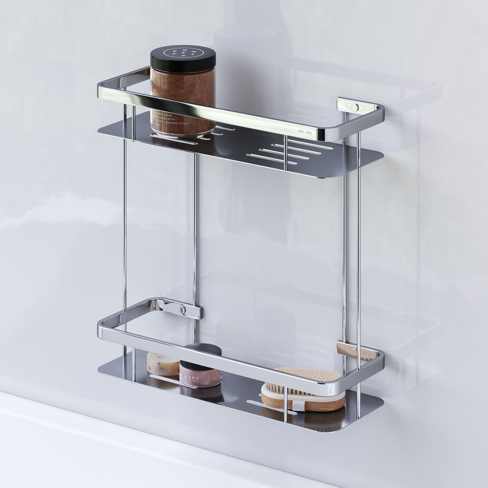 Am.Pm Sense L Полка подвесная 34,5 см, двухъярусная, цвет: хром глянцевый A7453200