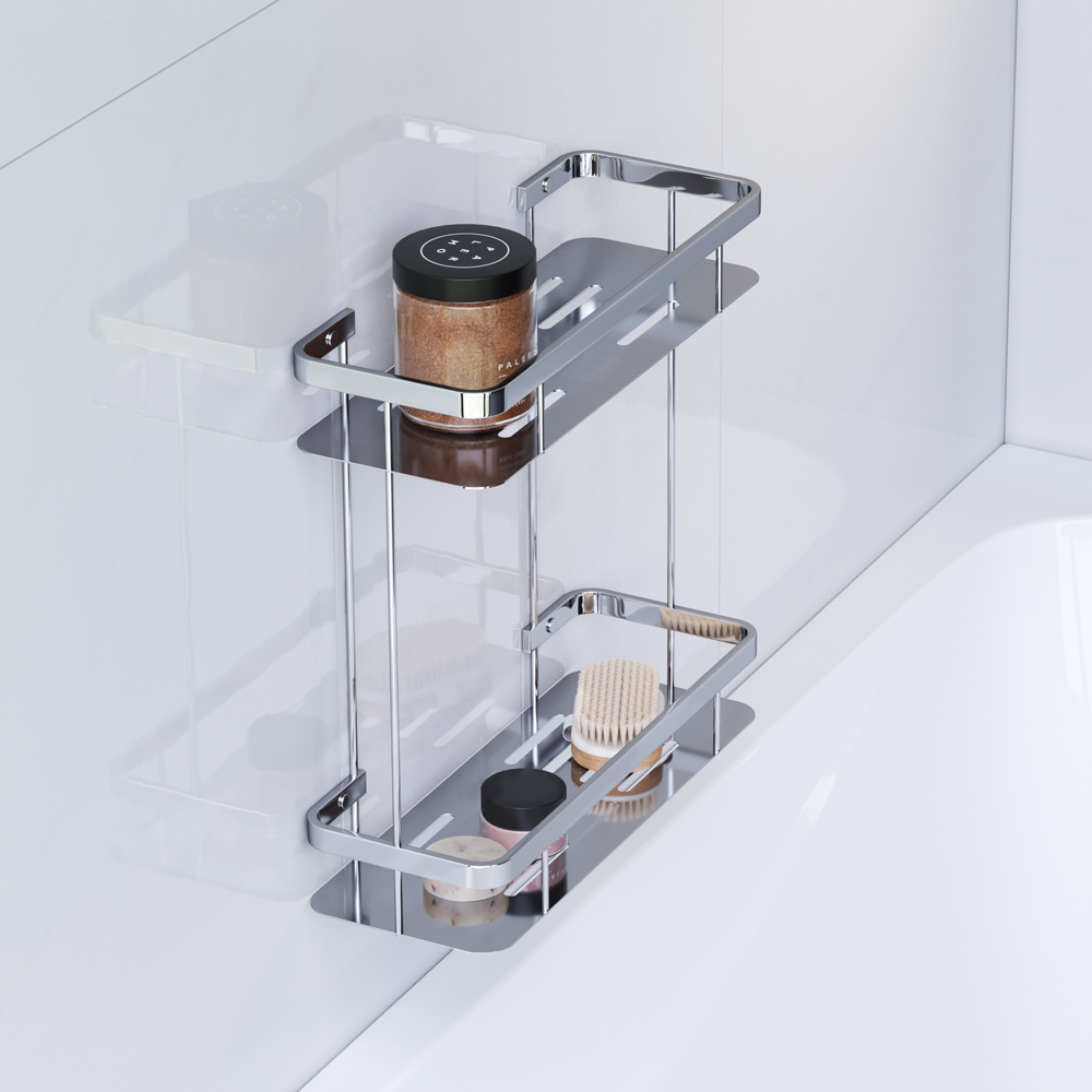 Am.Pm Sense L Полка подвесная 34,5 см, двухъярусная, цвет: хром глянцевый A7453200