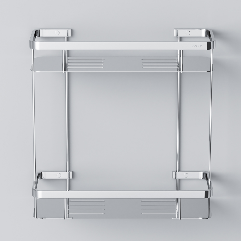 Am.Pm Sense L Полка подвесная 34,5 см, двухъярусная, цвет: хром глянцевый A7453200