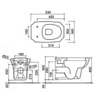 Sbordoni Romana Унитаз подвесной 34х53 см, цвет белый 9026