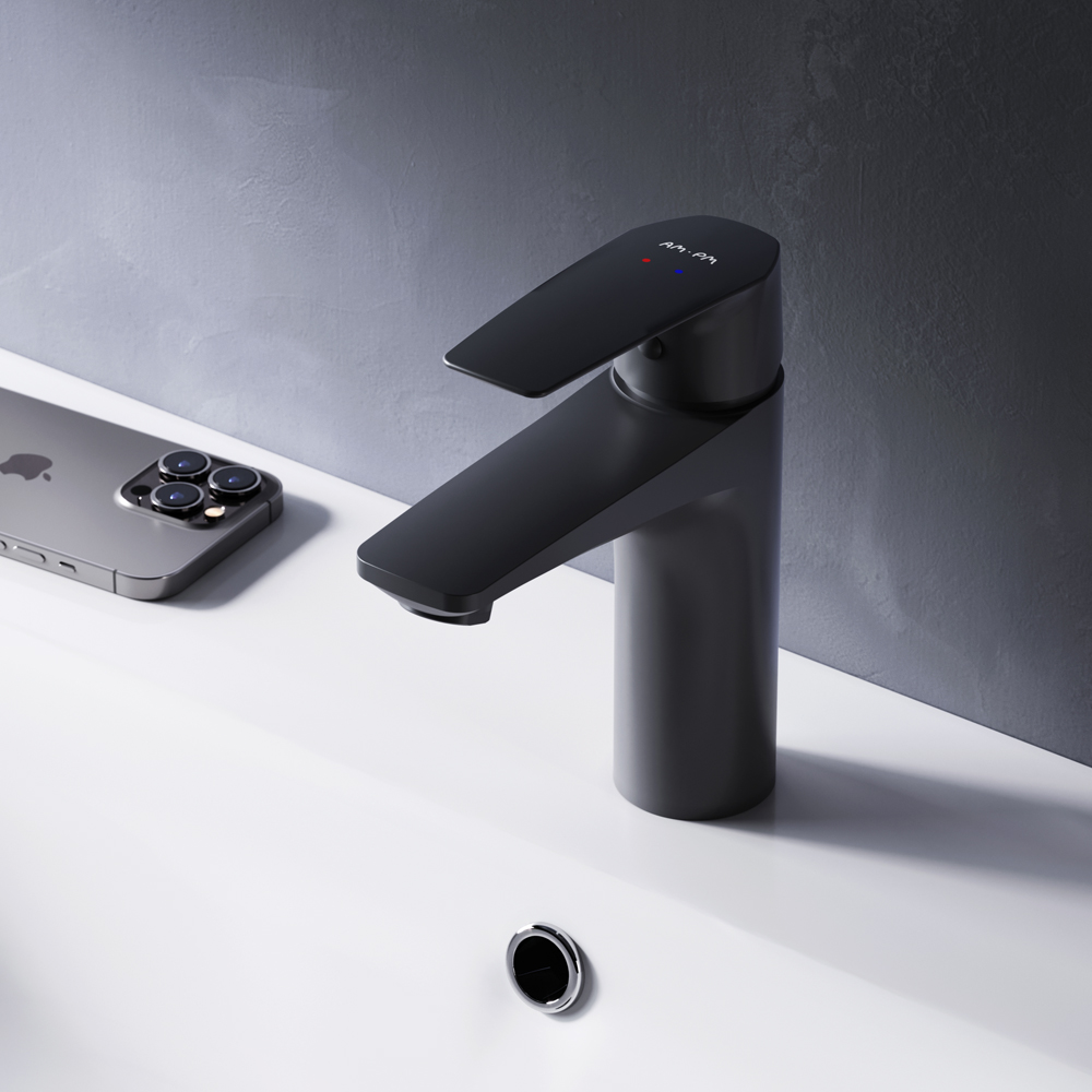 Am.Pm Gem Смеситель для раковины на 1 отверстие, без д/к, длина излива 9,9 см, цвет: черный матовый F90A02122