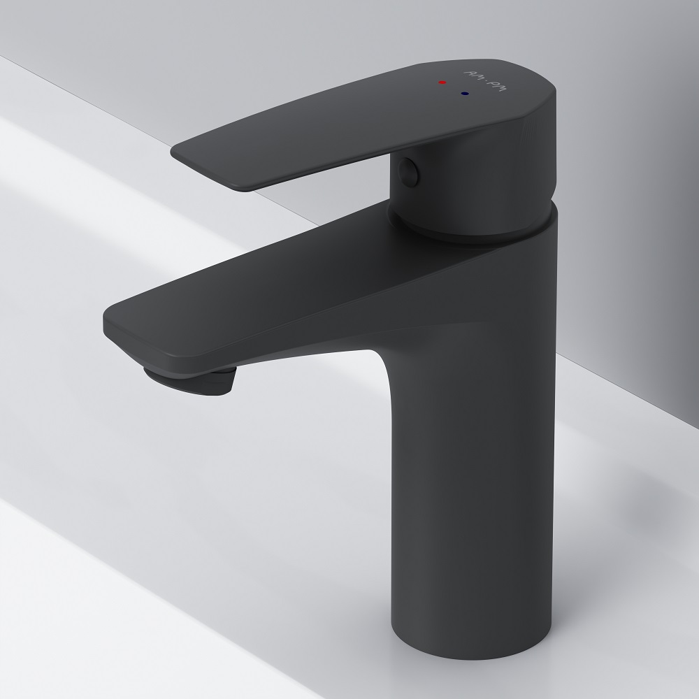 Am.Pm Gem Смеситель для раковины на 1 отверстие, без д/к, длина излива 9,9 см, цвет: черный матовый F90A02122