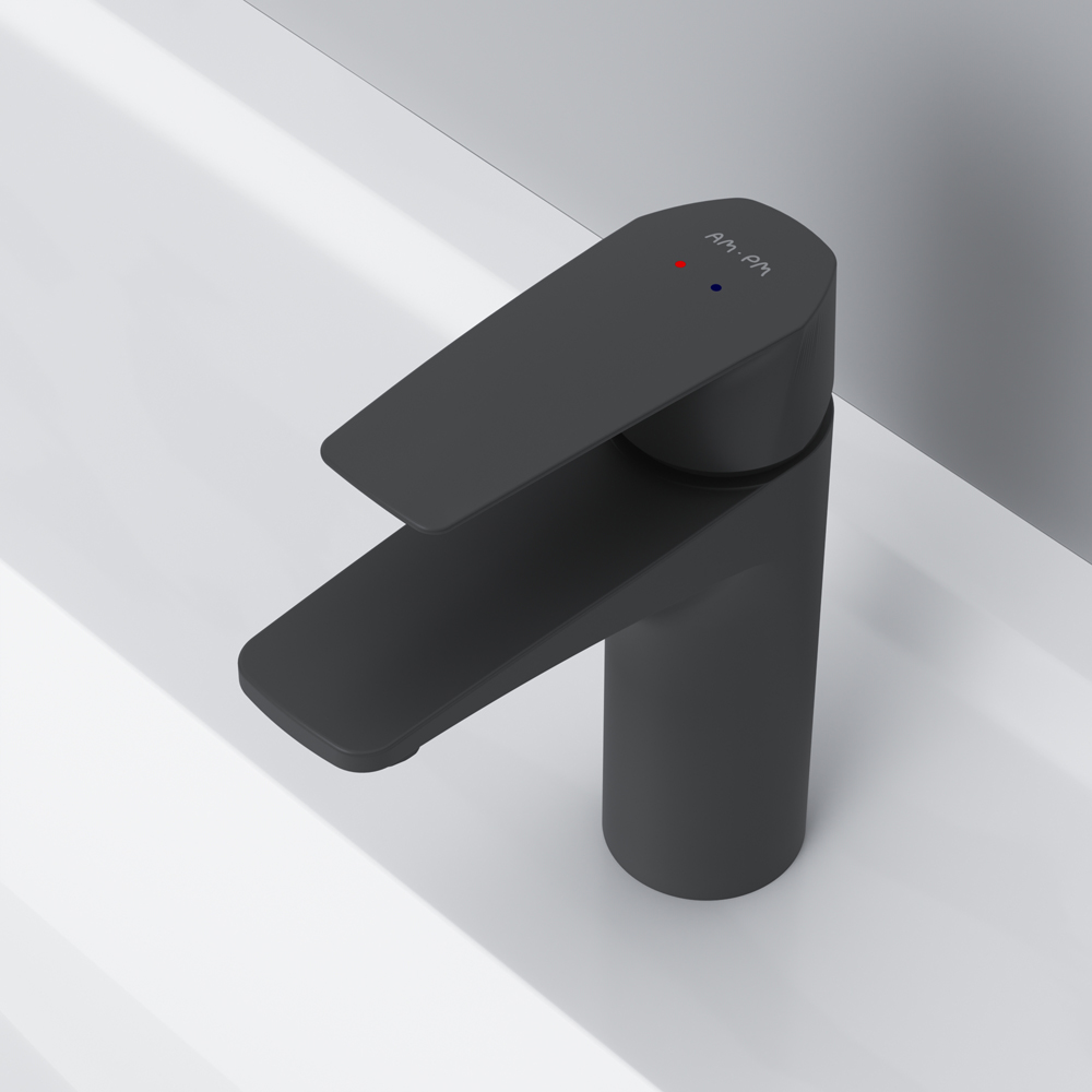 Am.Pm Gem Смеситель для раковины на 1 отверстие, без д/к, длина излива 9,9 см, цвет: черный матовый F90A02122