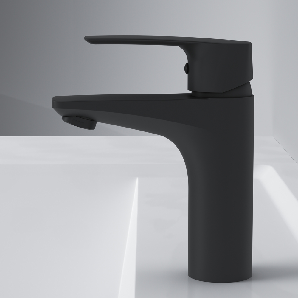 Am.Pm Gem Смеситель для раковины на 1 отверстие, без д/к, длина излива 9,9 см, цвет: черный матовый F90A02122