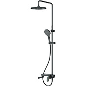 Am.Pm Like Душевая стойка: смеситель, верхний и ручной душ, шланг, цвет: черный матовый F0780722