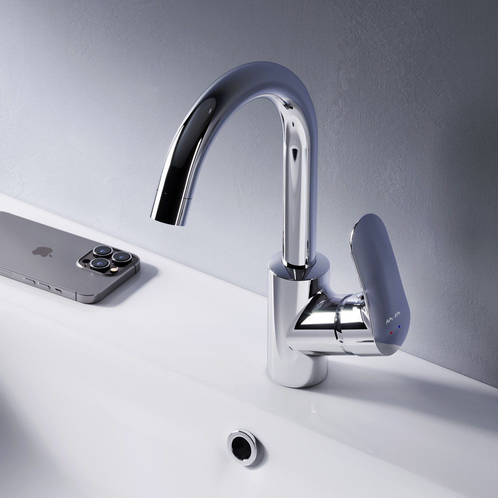 Am.Pm Like Смеситель для раковины на 1 отверстие, без д/к, длина излива 13,5 см, цвет: хром глянец F8002700