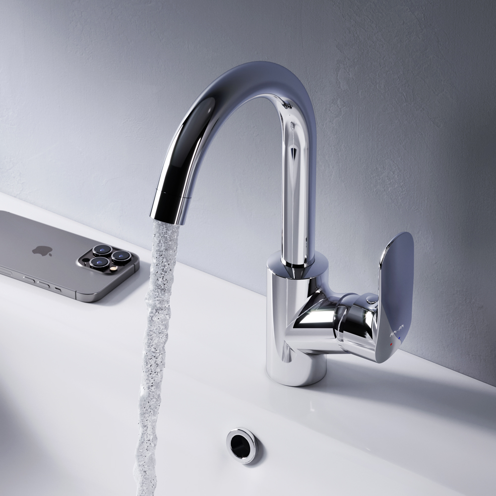 Am.Pm Like Смеситель для раковины на 1 отверстие, без д/к, длина излива 13,5 см, цвет: хром глянец F8002700