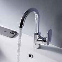 Am.Pm Like Смеситель для раковины на 1 отверстие, без д/к, длина излива 13,5 см, цвет: хром глянец F8002700