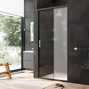 Am.Pm Gem Душевая дверь в нишу 100х195h см, универсальная, стекло матовое 5 мм, цвет: черный матовый W90G-100-1-195BM