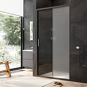 Am.Pm Gem Душевая дверь в нишу 110х195h см, универсальная, стекло матовое 5 мм, цвет: черный матовый W90G-110-1-195BM