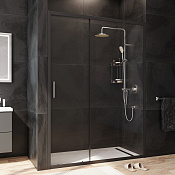 Am.Pm Gem Душевая дверь в нишу 140х195h см, универсал., стекло прозрачное 5 мм, цвет: черный матовый W90G-140-1-195BT