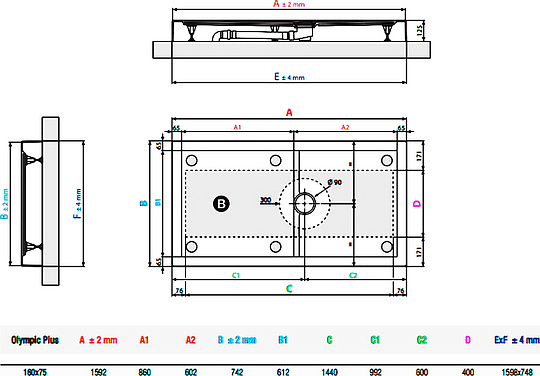 Поддон для душа Novellini Olympic Plus 160x75 см White высокий OL1607511-30