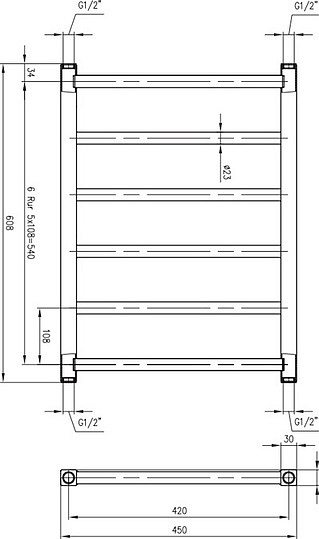 Полотенцесушитель водяной Zehnder Stalox STX-060-045 белый STX-060-045 RAL 9016