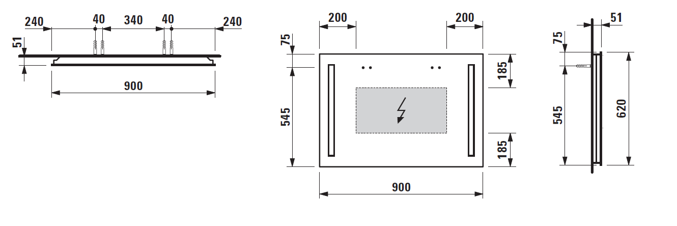 Зеркало Laufen Case 4724.1 90x62 с горизонтальной подсветкой 4.4724.1.996.144.1