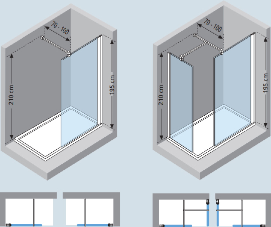 Душевая перегородка Novellini Giada H GIADAH160-44K