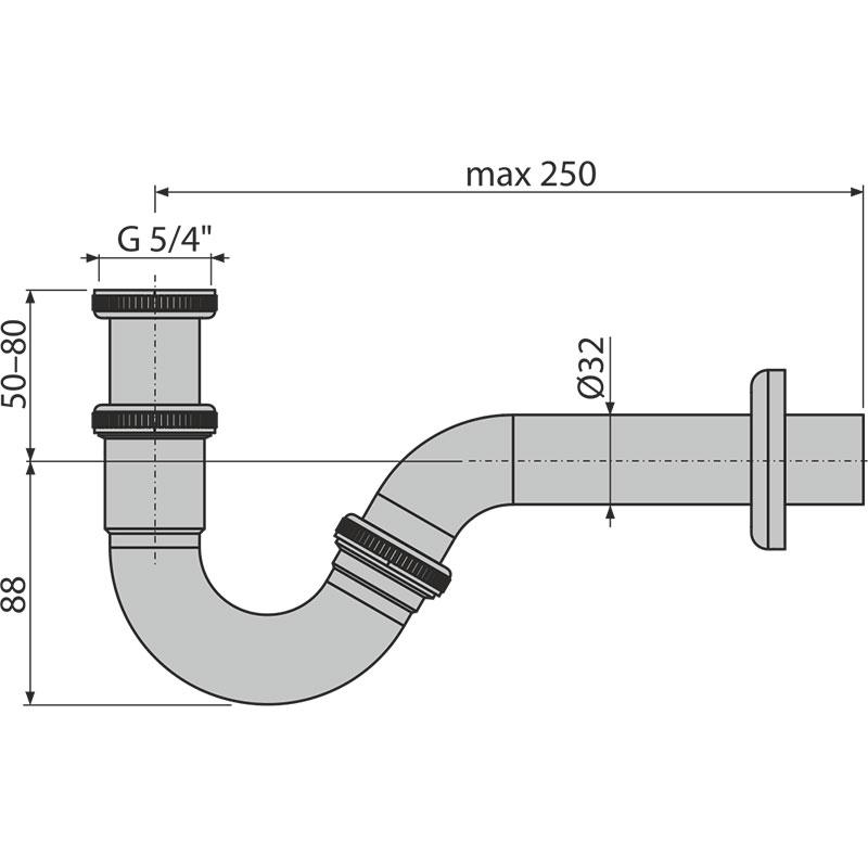 Alcaplast Сифон для биде Ø3,2, металл, цвет: хром A45G
