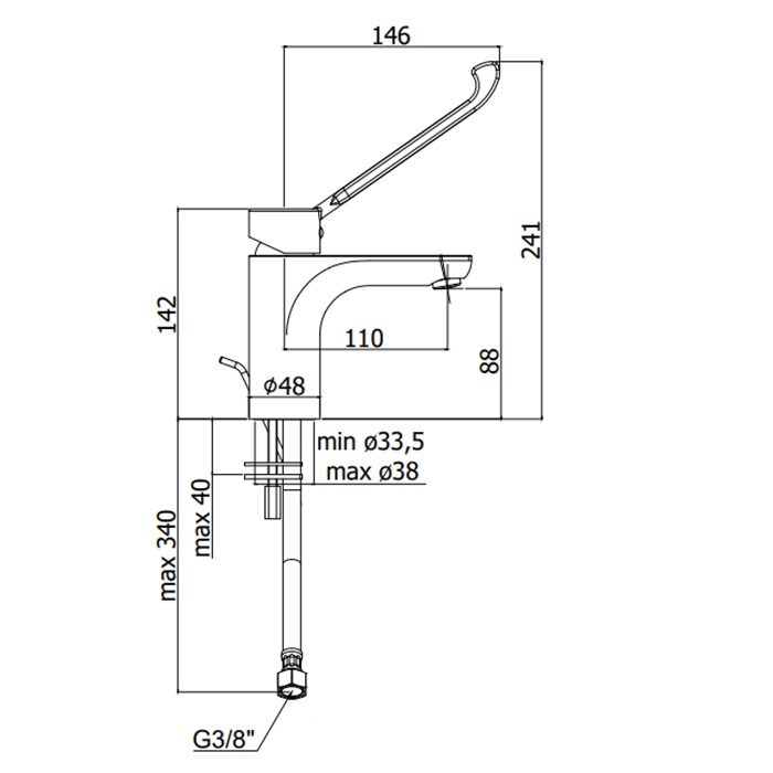 Paffoni Green Смеситель для раковины, на 1 отверстие, цвет: хром GR301CR