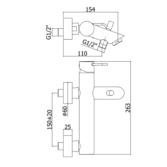Paffoni Joker Смеситель для ванны, настенный, цвет: черный матовый JK022NO