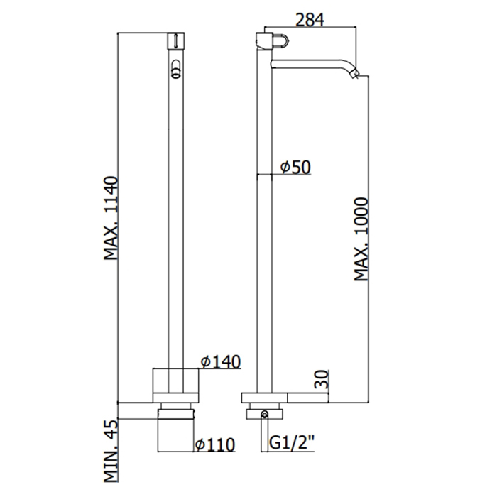 Paffoni Joker Смеситель для раковины, напольный, цвет: черный матовый JK031NO