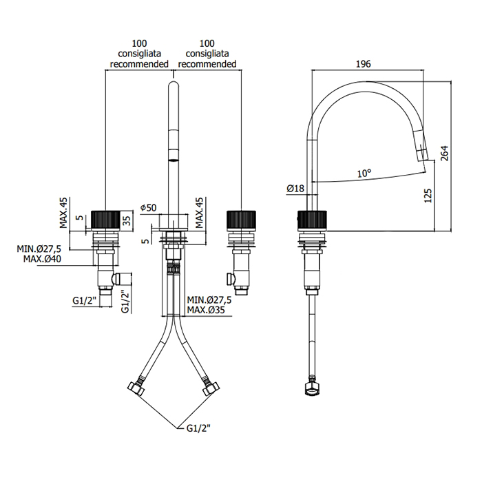Paffoni Jo Смеситель для раковины, на 3 отв., цвет: хром JO052CR
