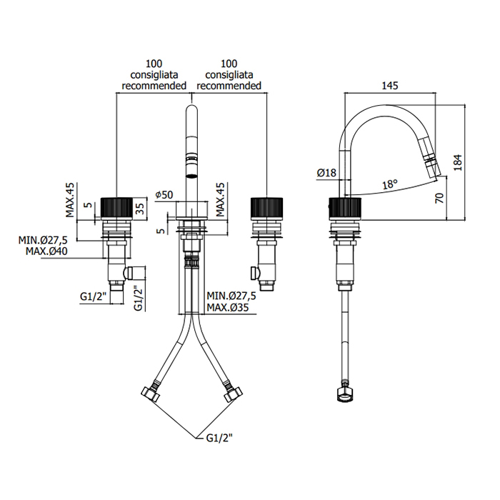 Paffoni Jo Смеситель для биде, на 3 отв., цвет: хром JO119CR