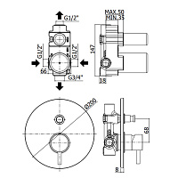 Paffoni Light Смеситель встраиваемый для душа, цвет: золото медовое LIG015HG