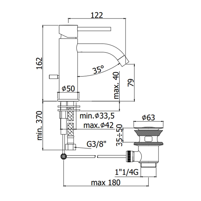 Paffoni Light Смеситель для раковины, на 1 отверстие, цвет: золото медовое LIG071KHG