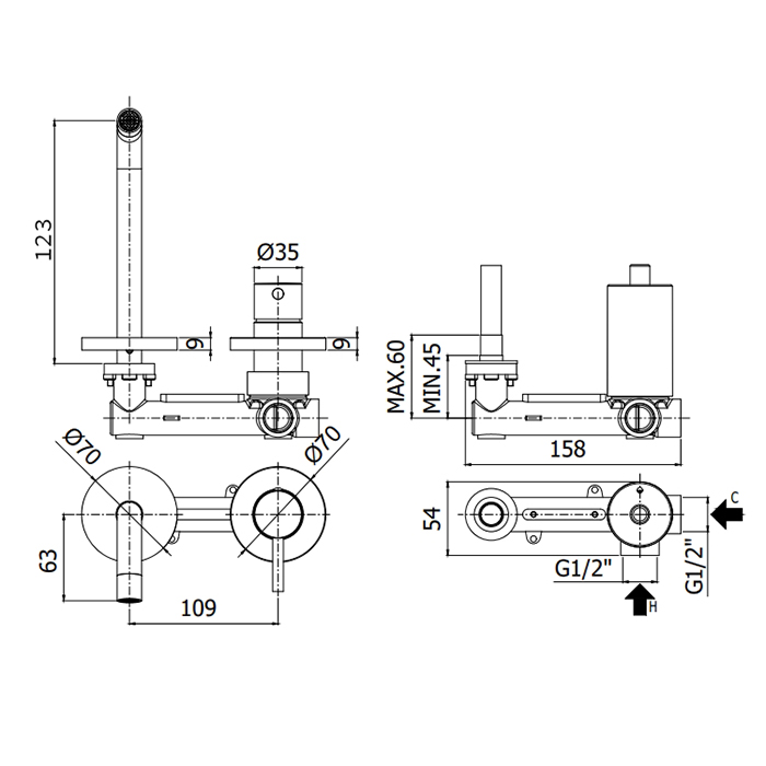 Paffoni Light Смеситель для раковины, встраиваемый, цвет: розовое золото LIG104ROSE70