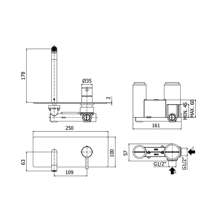Paffoni Light Смеситель для раковины, встраиваемый, цвет: белый матовый LIG105BO