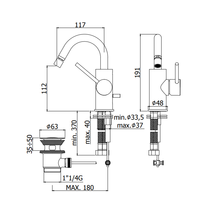 Paffoni Light Смеситель для биде на 1 отверстие, цвет: Steel Looking LIG138ST