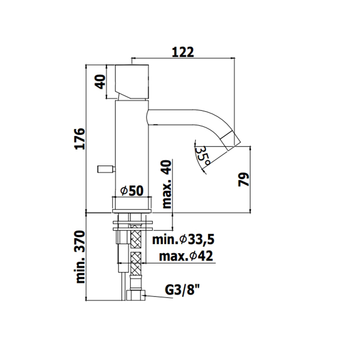 Paffoni Light Смеситель для раковины, на 1 отверстие, цвет: Steel Looking LIGX071ST