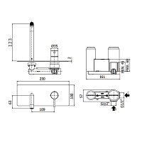 Paffoni Stick Смеситель для раковины, встраиваемый, цвет: Steel Looking SK104ST