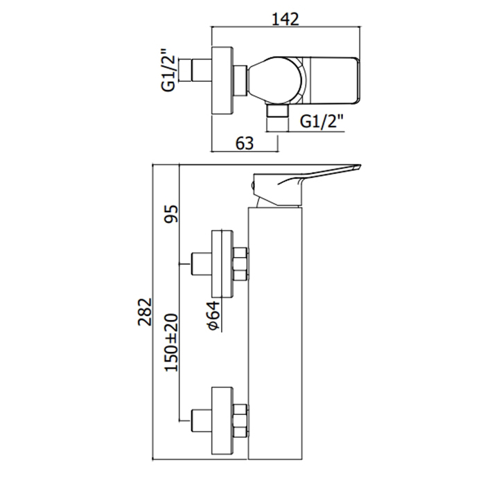 Paffoni Tilt Смеситель для душа, настенный, цвет: черный матовый TI168NO