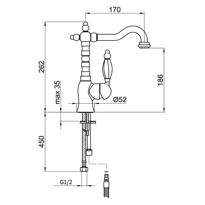 Webert Alexandra Смеситель для раковины, цвет: бронза/кристалл Swarovski AL831802065