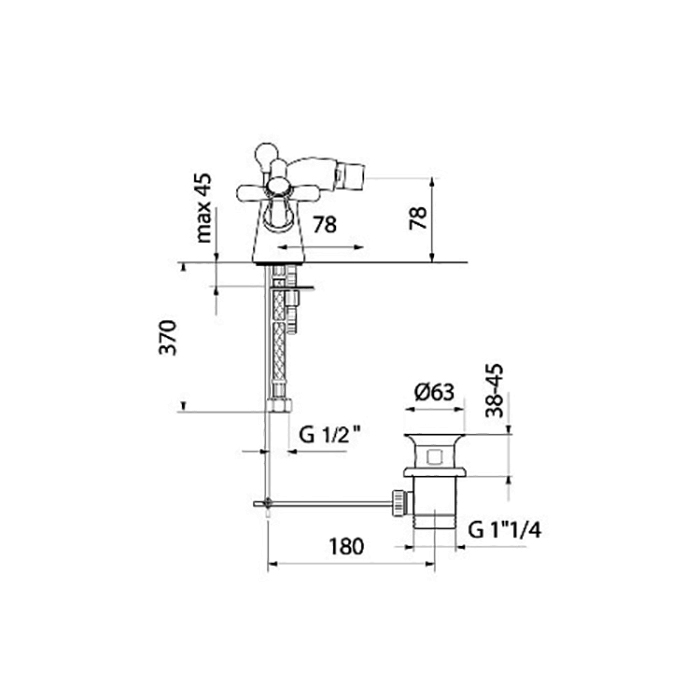 Webert Armony Смеситель для биде, с донным клапаном, цвет: медь AM710102060