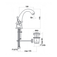 Webert Armony Смеситель для раковины, с донным клапаном, цвет: бронза AM700102065