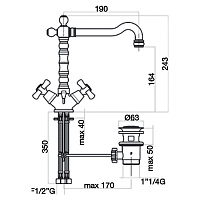 Webert Armony Смеситель для раковины, с донным клапаном, цвет: медь AM700302060