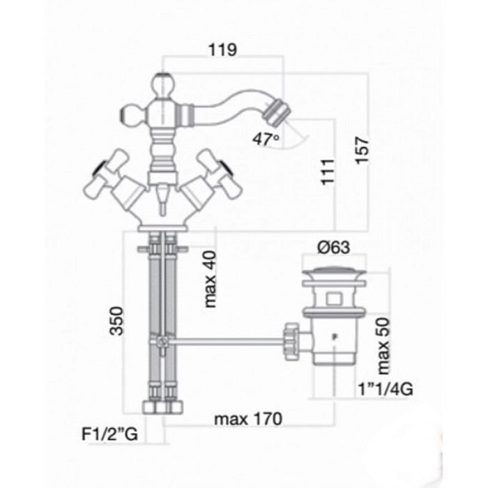 Webert Armony Смеситель для биде, с донным клапаном, цвет: медь AM710402060