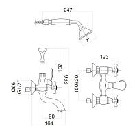 Webert Armony Смеситель для ванны, гибкая подводка, цвет: золото AM720201010