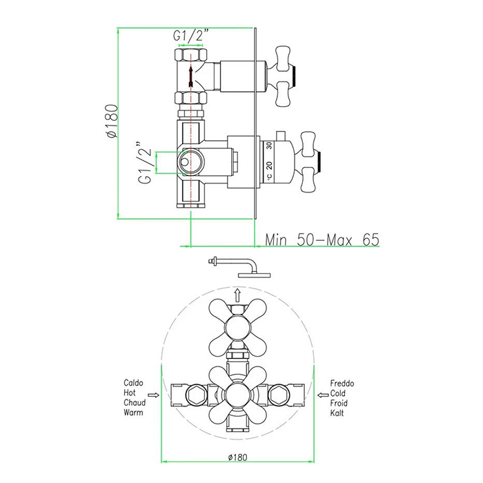Webert Armony Смеситель для душа, термостатический, цвет: золото AM970901010